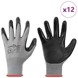 thumbnail of vidaXL Werkhandschoenen 12 pcs Grijs en zwart 7 / S Polyester