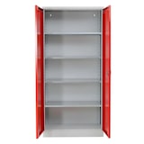 thumbnail of PROREGAL Stahlschrank BEE mit 10 lackierten Fachböden | HxBxT 195x92x60cm | Grau-Rot | Werkstattschrank Werkzeugschrank Aktenschrank Universalschrank