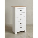 thumbnail of Sideboard mit 5 Schubladen 53x114x39 cm Kommode Weiß / Eiche Modern, Design Anrichte Hoch Schmal, Schubladenkommode