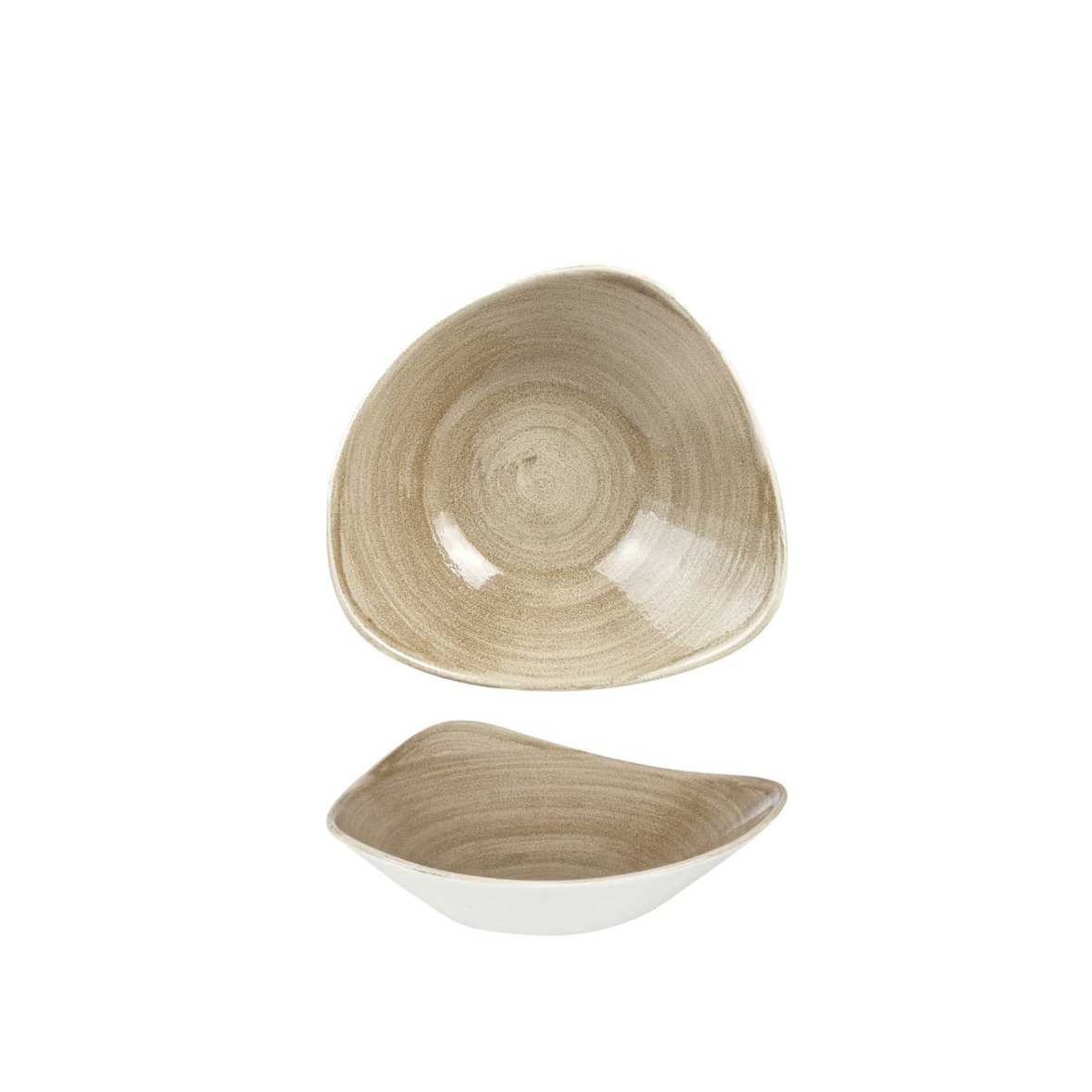 Piatto Fondo/Coppa Triangolare Stonecast Patina Marrone Striato, Confezione da 12, cm 15,3