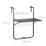 thumbnail of Relaxdays Balkonhängetisch klappbar, 3-fach höhenverstellbar, Rattan-Optik, wetterfest, Tisch BxT 59,5 x 36 cm, braun