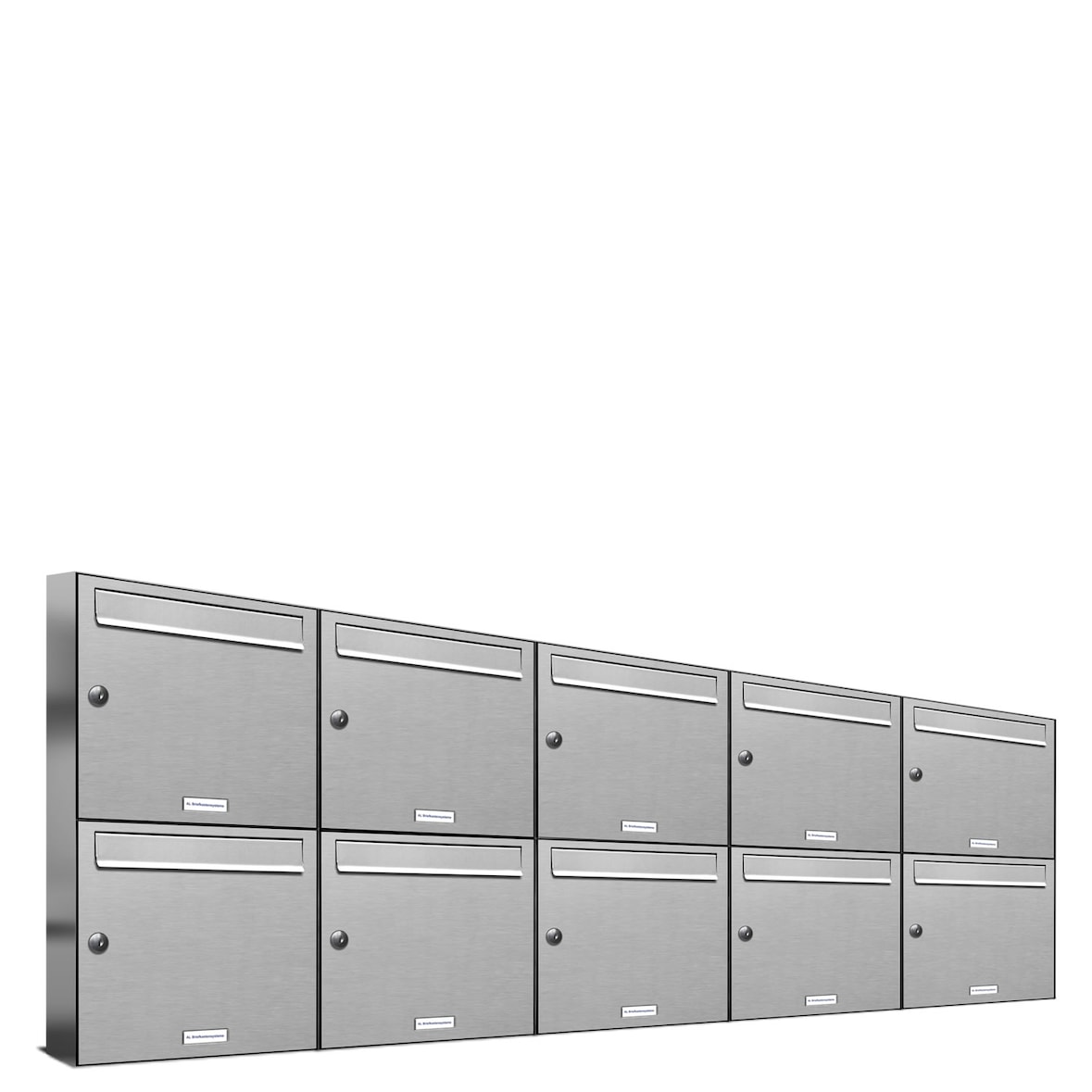 AL Briefkastensysteme 10 Fächer Premium Edelstahl Wand Briefkasten Anlage für Post A4, modern, robust und wetterfest, Artikelnummer: 331T10EA5