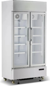 thumbnail of Getränkekühlschrank Glastüren 600 Liter 2 Türen weiß Umluftkühlung 0/+10 °C 100x59x197h cm