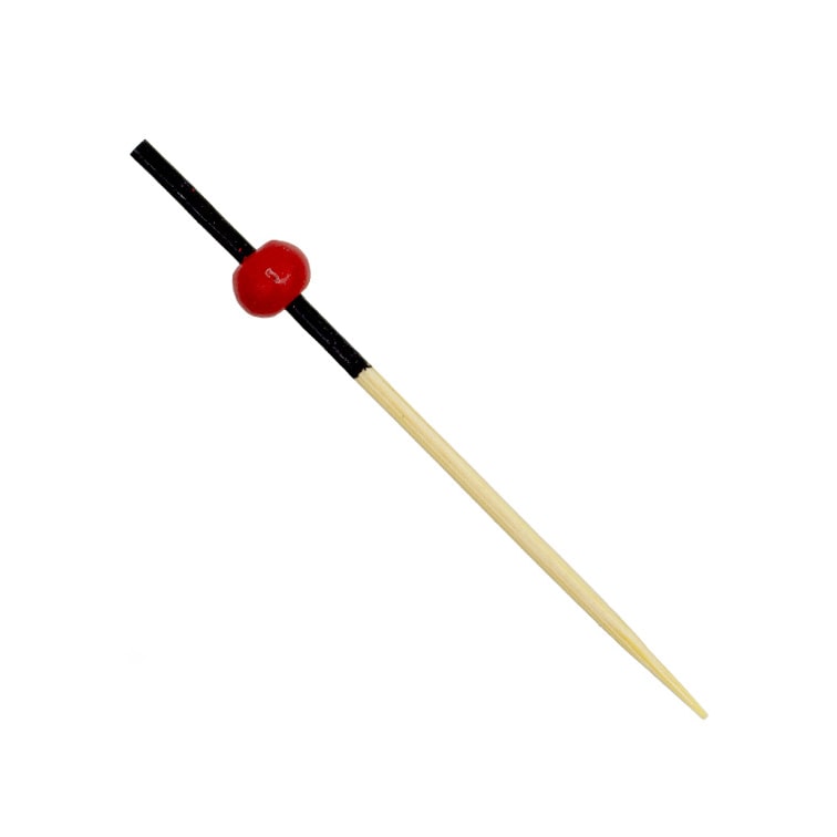 MONOUSO - Pinchos de Bambú Decorados Rojo y Negro 7cm (100 Uds)