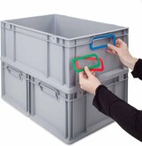 thumbnail of PROREGAL SuperSparSet 5x Eurobox NextGen Color, HxBxT 17x40x60cm, 34 Liter, Griffe schwarz offen, Grau, Eurobehälter, Transportbehälter