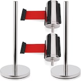thumbnail of 2x Abgrenzungspfosten + 2x Absperrband rot Edelstahl Highflex 4-Wege Absperrsystem