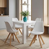 thumbnail of Set de 4 sillas de polipropileno con patas de madera, con cojín acolchado, estilo minimalista, para cocina, comedor, bar, restaurantes - SABINA/Blanco