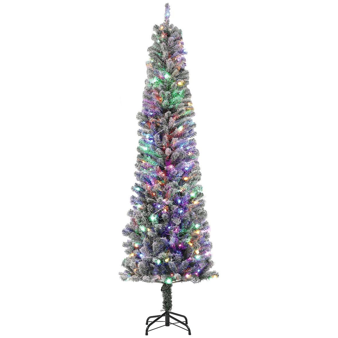 Árbol de Navidad 225 cm árbol de Navidad artificial con 220 luces LED de dos colores 519 ramas y soporte de acero árbol navideño para interior verde