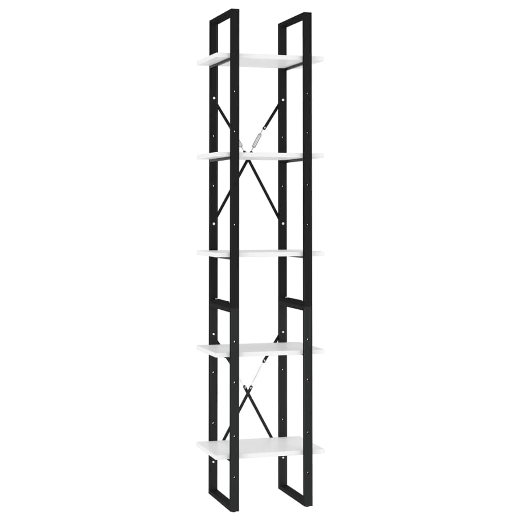 vidaXL Bücherregal 5 Fächer Weiß 40x30x175 cm Holzwerkstoff