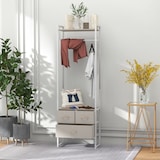 thumbnail of Suporte para Cabides com 3 Gavetas de Tecido Barra para Pendurar e Prateleira para Entrada Quarto 58,5x30x178 cm Natural