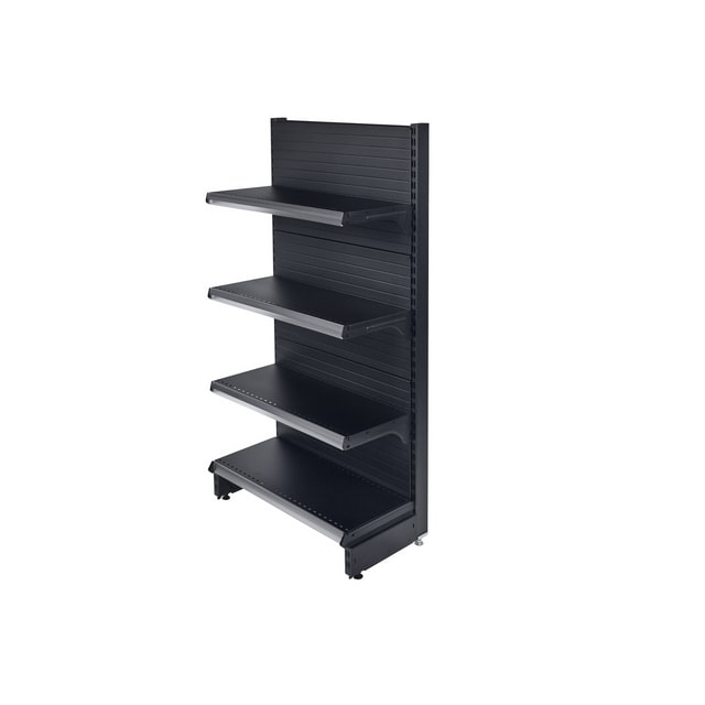 EUROP'METAL Tête de gondole (Simple Face) Noir H.143xP.40xL.70cm Base + 3 Tablettes supérieures et porte étiquettes TG3PROF400N - Meuble indépendant