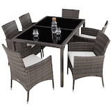 thumbnail of tectake Conjunto de ratán PORTO 6+1 con funda protectora  Gris/Blanco