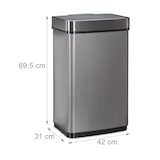 thumbnail of Relaxdays Sensor Mülleimer 60l, Abfalleimer, Küchenmülleimer aus Edelstahl, mit Bewegungssensor, batteriebetrieben, grau