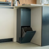 thumbnail of ARREGUI Basic CR204-B Recycling Abfalleimer / Mülleimer aus Stahl mit 2 Inneneimern, 2 Fach Mülltrennsystem, 2 x 17L (34 L), anthrazit/ dunkelgrau