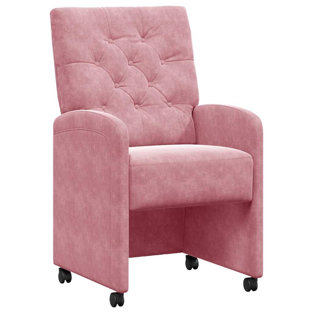 vidaXL Esszimmerstühle mit Rollen 2 pcs Rosa 58 x 67 x 97 cm Samt