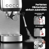 thumbnail of Kaffeemaschine 20 Bar Espressomaschine mit Milchaufschäumer, Edelstahl Siebträgermaschine 1350 W, 1,3L Tank für Espresso, Cappuccino & Latte