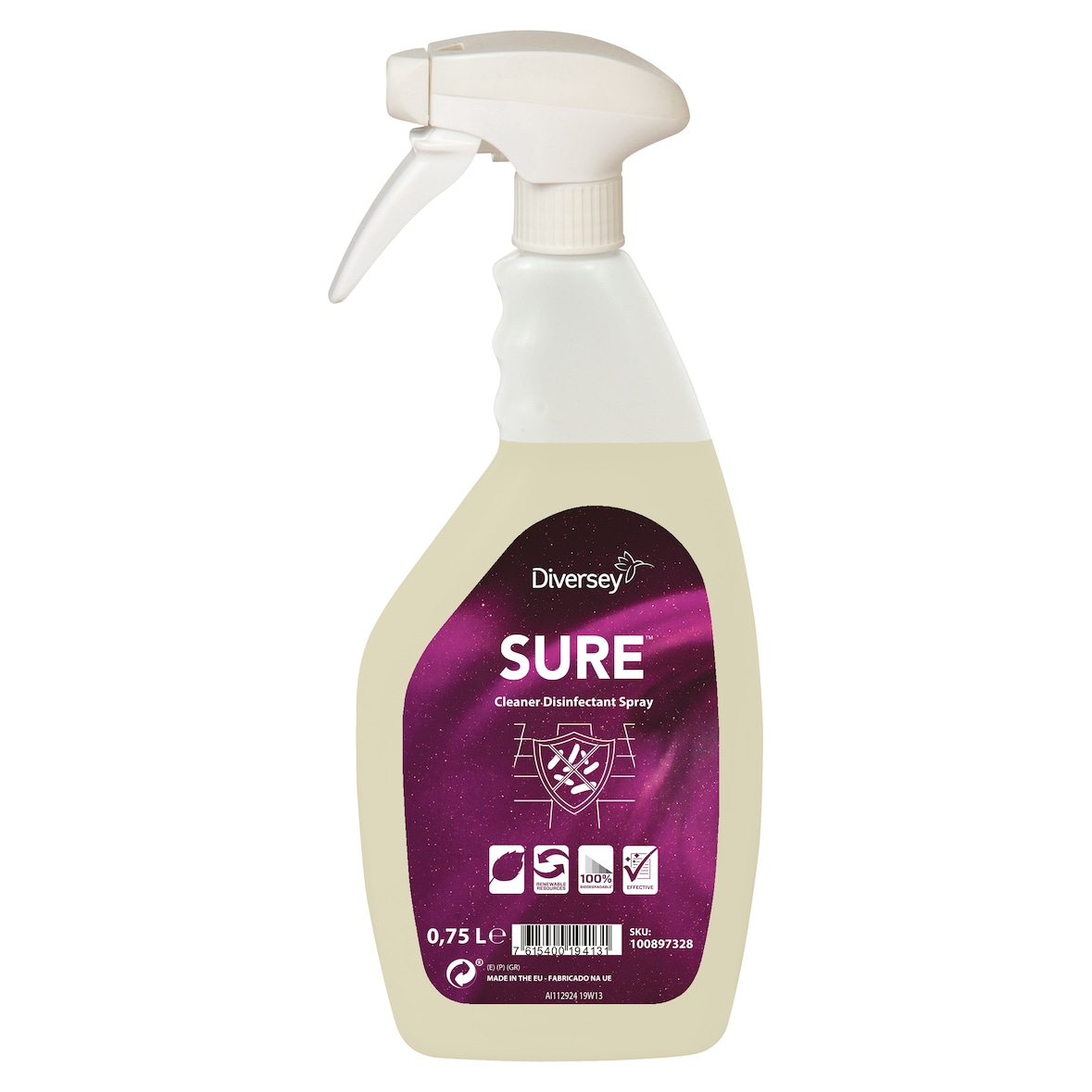 SURE | Cleaner Disinfectant Spray - Detergente Desinfectante en Spray - 750 ml