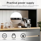 thumbnail of Merax LED buffetkast 160x40x185 cm, hoge kast zwart-eiken met stopcontact, USB-A/USB-C, opbergruimte en koffiestation