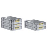 thumbnail of PROREGAL 10x Eurobox NextGen Color | HxBxT 12x40x60cm | 23 Liter | Griffe gelb offen | Glatter Boden | Eurobehälter