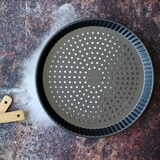 thumbnail of Menastyl - Moule à tarte perforé amandine 30cm en acier inox anti adhésif