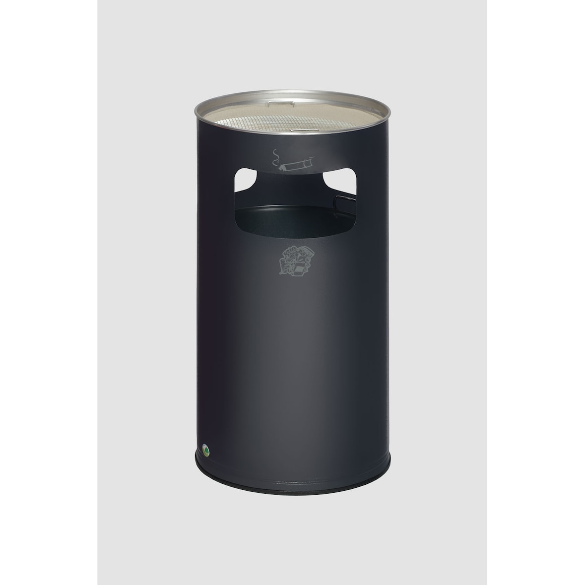 PROREGAL Klassischer Kombiascher rund | HxBxT 76x42x42cm | Verzinkter Stahl | Anthrazit | Mülleimer Aschenbecher Abfalleimer