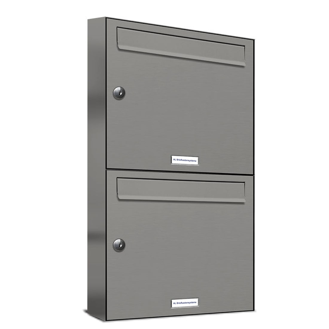 AL Briefkastensysteme 2 Fächer Premium Wand Briefkasten Anlage A4, in RAL 9007 Aluminium Grau  und wetterfest, Artikelnummer: 331P2EA1P9007