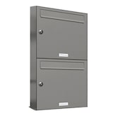 thumbnail of AL Briefkastensysteme 2 Fächer Premium Wand Briefkasten Anlage A4, in RAL 9007 Aluminium Grau  und wetterfest, Artikelnummer: 331P2EA1P9007