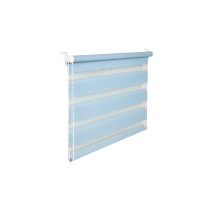 Doppelrollo Duorollo 95 cm breit 200 cm lang hellblau blau inkl. Seilzug Fensterrollo Klemmrollo Jal