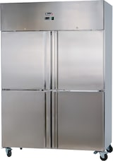 thumbnail of Romux® Kühlschrank mit 4 Türen 134 cm mit Umluftkühlung | Gastro Kühlschrank aus Edelstahl mit 1065 L Kapazität - 6 Einlegeböden und 580 W