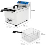 thumbnail of VERTES friteuse van roestvrij staal, inhoud 16 liter, 50-200 °C, 3000 W, 230 V, koudzoneprincipe, professionele horecafriteuse met aftapkraan