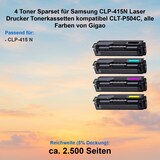 thumbnail of 4 Toner Sparset für Samsung CLP-415N Laser Drucker Tonerkassetten kompatibel CLT-P504C, alle Farben von Gigao