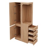 thumbnail of Kleiderschrank 70x40x170 cm Naturholz mit Tür und 4 Schubladen offenem Hängebereich und Fächern platzsparendes Design für Schlafzimmer Büro