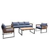thumbnail of Tarrington House Conjunto de exterior Ateo, 4 piezas, aluminio / madera de teca, 2 sillas, 1 sofá de 3 plazas, 1 mesa de centro, multicolor