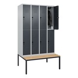 thumbnail of C+P Spind Classic PLUS, Buche untergebaute Sitzbank-Harthol, 8 Abteile, HxBxT 212x120x82cm, Sicherheitsdrehriegel, Hellgrau/Anthrazit von PROREGAL