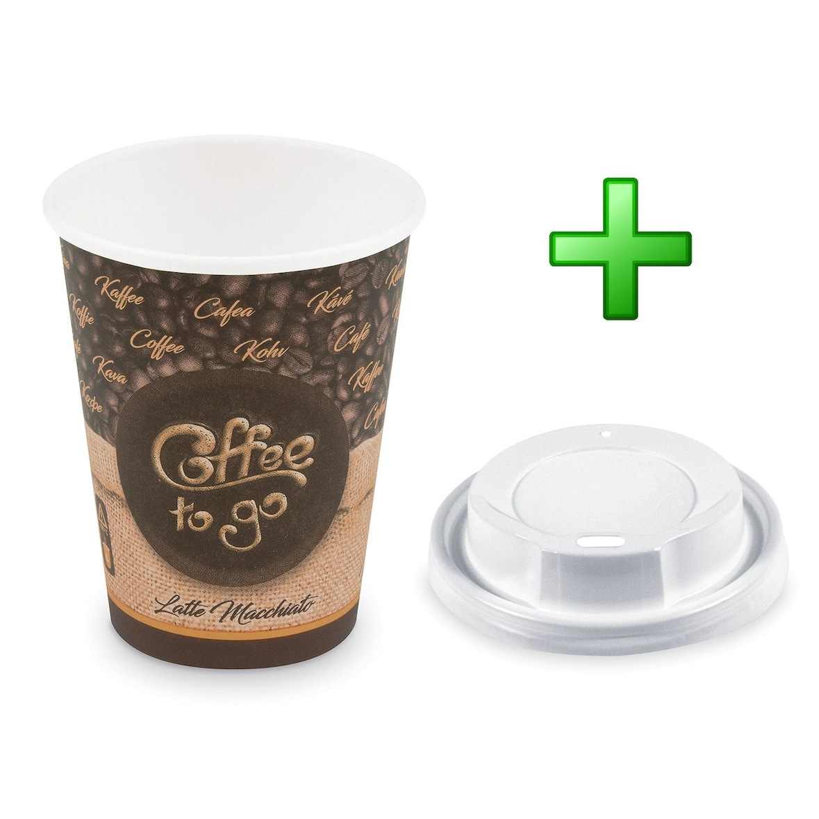 100x Kaffeebecher L 'Latte Macchiato To Go' mit Trinkdeckel 350 ml 420 ml