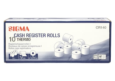 Caja 10 rollos térmicos 80x76 m SIGMA sin BPA