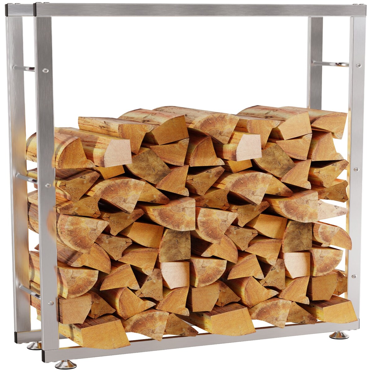 DELUKE Kaminholzregal innen Metall SATLO für Feuerholz Brennholzregal innen Kaminholzständer Kaminholzhalter FeuerholzregalEdelstahl, 25x80x150cm