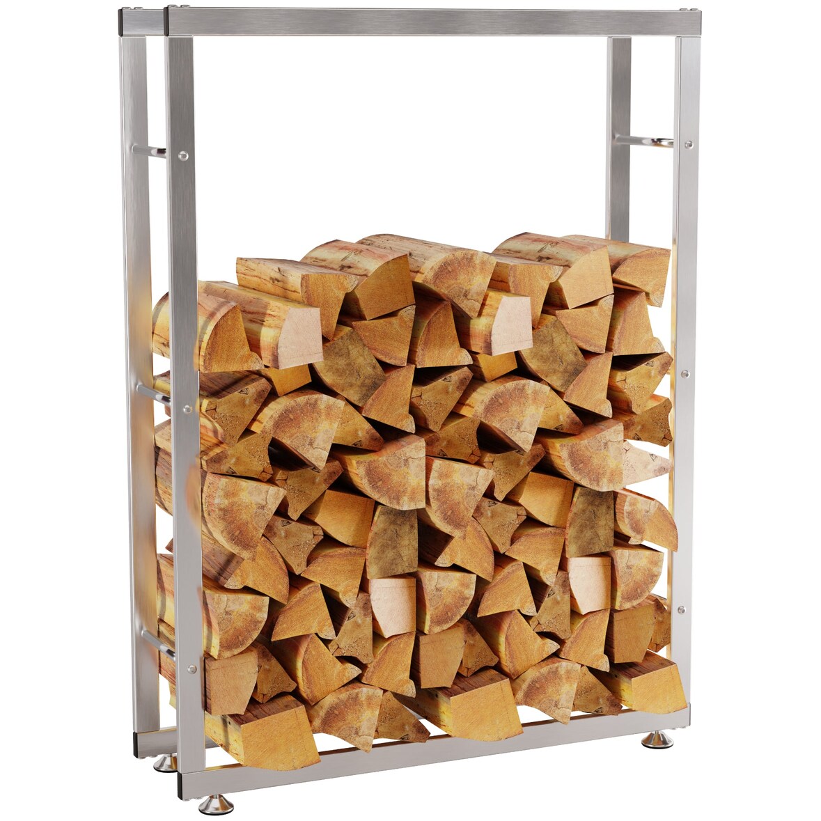 DELUKE® Kaminholzregal innen Metall SATLO für Feuerholz Brennholzregal innen Kaminholzständer Kaminholzhalter FeuerholzregalEdelstahl, 25x80x150cm