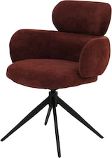 thumbnail of Décoshop26 - Drehbarer Esszimmerstuhl mit 360°-Rückstellfunktion rotbraunem Chenille-Stoffbezug Metallgestell 04_0009367