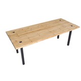 thumbnail of Eettafel HWC-L75, eetkamertafel, industrieel massief hout MVG-gecertificeerd 200x90cm, naturel