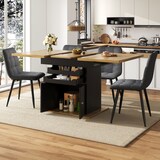 thumbnail of Esstisch Ausziehtisch Schwarz 76x140x80 cm mit Stauraum, Schubladen und Schrank, aus MDF mit Metallgriffen, platzsparend und flexibel erweiterbar