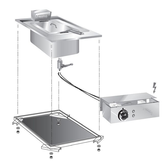 Gastro Inox Einbau-Fritteuse mit 10 Liter aus Edelstahl  400x600x380mm