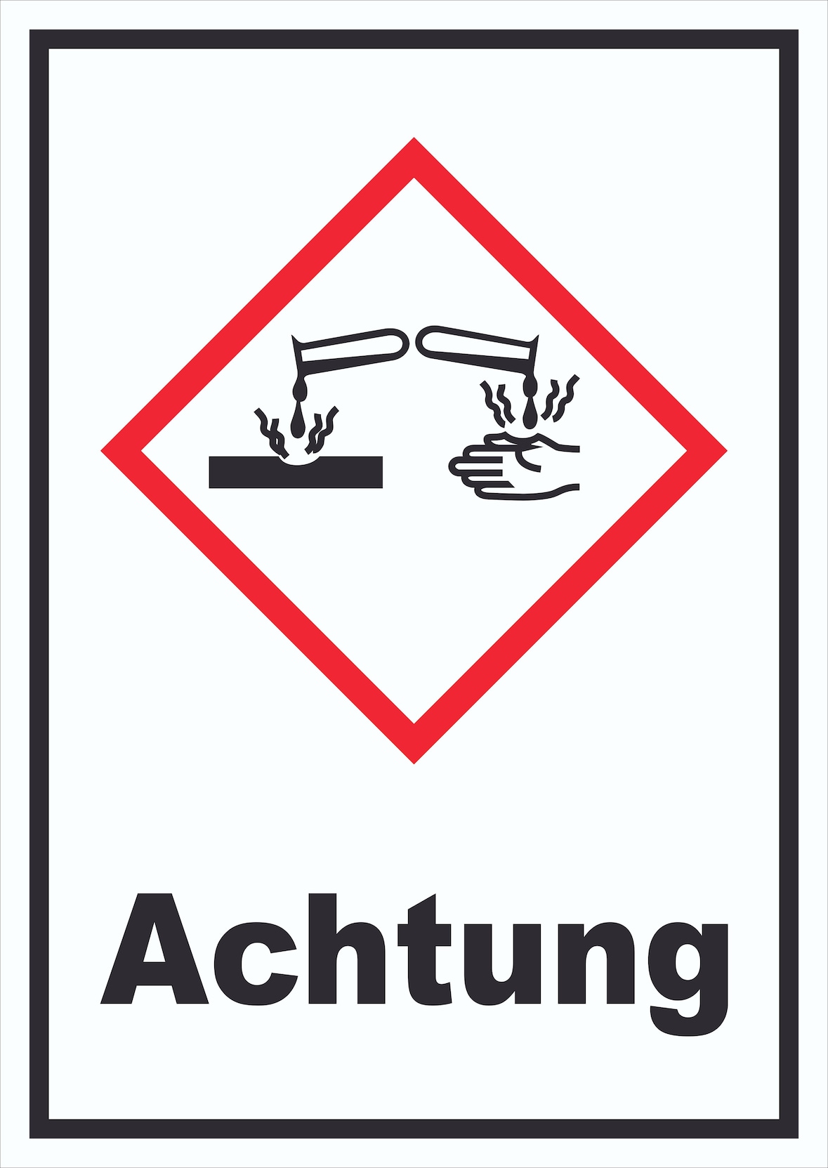 Schild Ätzende Wirkung Achtung Ätzwirkung hochkant A3 (297x420mm)