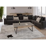 thumbnail of Mesa de centro HWC-L89, mesa para sofá, mesa para sala de estar, ferro 43x120x64cm pedra sinterizada mármore aspeto madeira cinzenta cinzento-castanho
