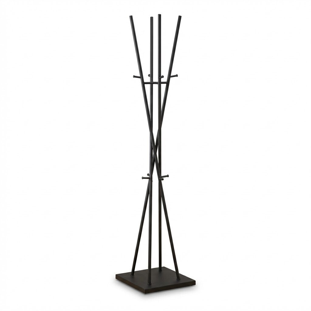 Appendiabiti Moderno Ferro Salvaspazio Attaccapanni Terra 40x40x182 cm - Nero