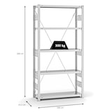 thumbnail of PROREGAL Fachbodenregal Stecksystem | Grundregal | HxBxT 200x100x30cm | 5 Ebenen | Fachlast 300 kg | Einseitig nutzbar | Lichtgrau