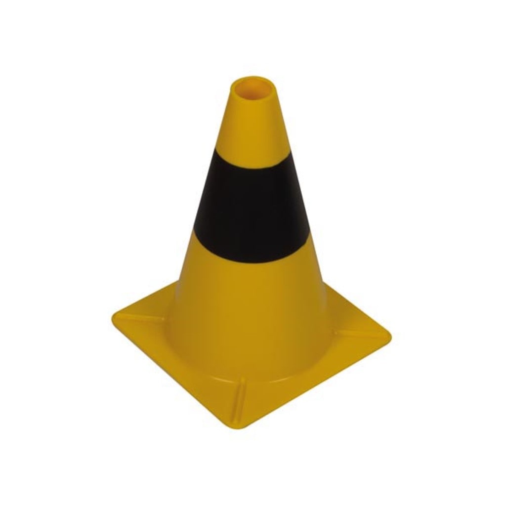 Cono de señalización, para la delimitación de áreas, negro/amarillo, uso recreativo, 30 cm