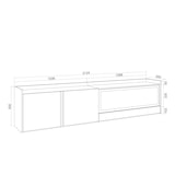 thumbnail of TV-Schrank, Lowboard, 212x50x35 cm, Für TV-Geräte bis zu 80", Elektrokamin XXL, Hängend, Dunkler Eiche und Schwarz