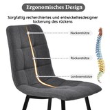 thumbnail of Esszimmerstuhl 4er Set Polsterstuhl Leinen Grau 86x46x44 cm mit ergonomischer Rückenlehne Ziersteppung Metallbeinen Bodenschonern