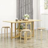 thumbnail of HOMCOM juego de 4 taburetes apilables taburetes redondos de madera con asiento acolchado para cocina comedor dormitorio oficina caqui y natural